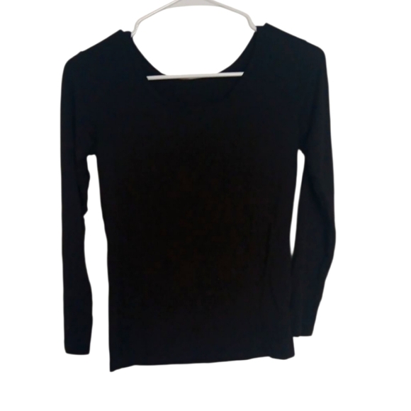 Black Scoop Neck Long Sleeve Layering Tee Size Small - Picture 1 of 3